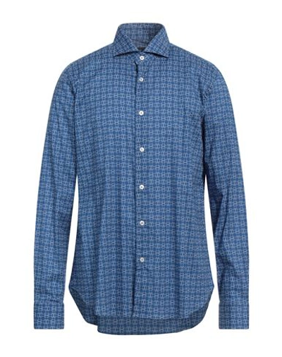 Fedeli Man Shirt Blue Size 15 ¾ Cotton, Elastane