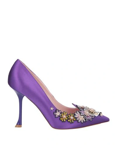 Roger Vivier Woman Pumps Purple Size 10 Textile Fibers