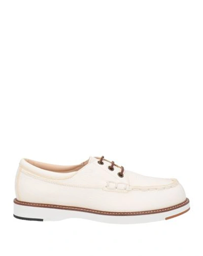 Tod's Woman Lace-up Shoes White Size 8.5 Calfskin