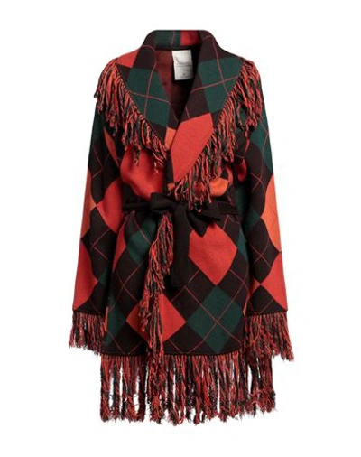 Compagnia Italiana Woman Cardigan Rust Size M Viscose, Polyamide, Virgin Wool, Cashmere In Red