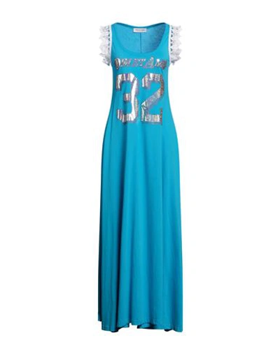 Odi Et Amo Woman Maxi Dress Azure Size S Cotton In Blue