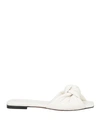 Santoni Leather Slide Sandals With Knot In White