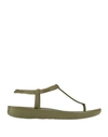 Fitflop Woman Thong Sandal Military Green Size 8.5 Rubber