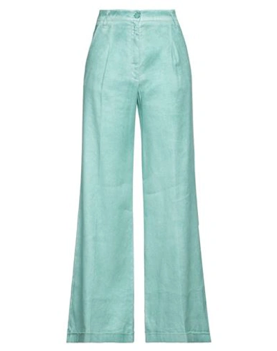 Jacob Cohёn Woman Pants Turquoise Size 8 Linen, Lyocell, Elastane, Polyester, Cotton In Blue