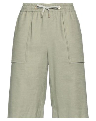 Eleventy Woman Shorts & Bermuda Shorts Sage Green Size 6 Linen, Cotton, Viscose, Elastane