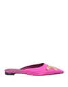 Santoni Woman Mules & Clogs Fuchsia Size 7 Textile Fibers In Pink