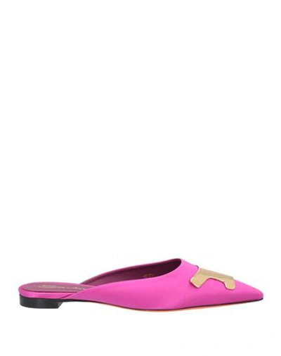 Santoni Woman Mules & Clogs Fuchsia Size 7 Textile Fibers In Pink