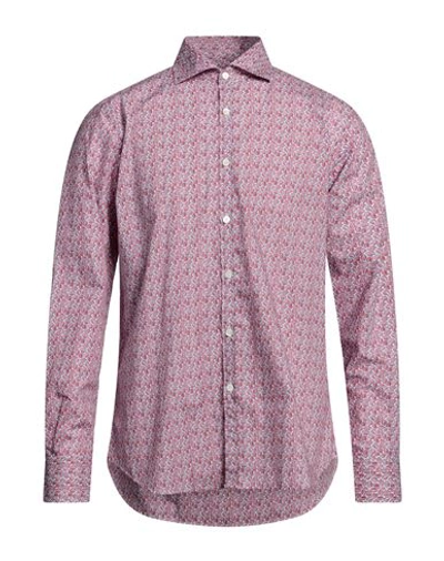 Canali Man Shirt Fuchsia Size Xxl Cotton In Pink