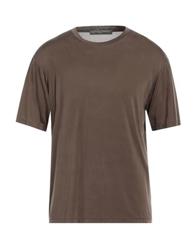 Daniele Fiesoli Man T-shirt Chocolate Brown Size Xl Cupro, Elastane
