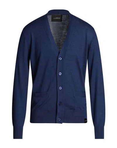 John Richmond Man Cardigan Navy Size L Merino Wool, Acrylic In Navy Blue