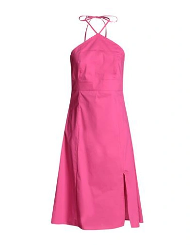 Emme By Marella Woman Midi Dress Fuchsia Size 8 Cotton, Polyamide, Elastane In Pink