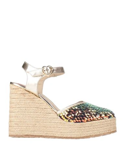 Love Moschino Woman Espadrilles Green Size 8 Leather, Textile Fibers