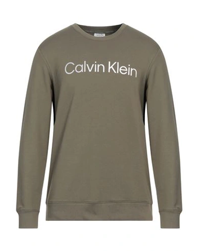 Calvin Klein Underwear Man Sleepwear Military Green Size M Cotton, Recycled Polyester, Elastane