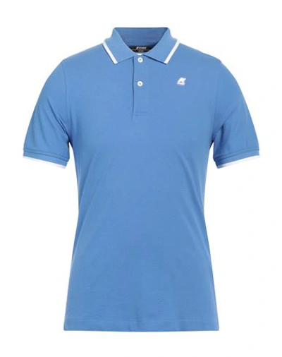 K-way Man Polo Shirt Pastel Blue Size M Cotton, Elastane In Blue
