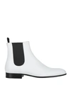 Gianvito Rossi Man Ankle Boots White Size 12.5 Leather, Textile Fibers