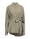 Studio Nicholson Woman Shirt Military Green Size 00 Viscose, Virgin Wool In Green
