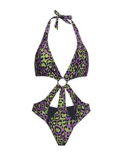 4giveness Woman One-piece Swimsuit Purple Size L Polyester, Elastane