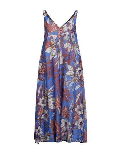 Shirtaporter Woman Midi Dress Blue Size 4 Cotton, Silk