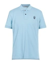 Trussardi Man Polo Shirt Sky Blue Size Xl Cotton