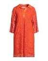 Shirtaporter Woman Mini Dress Orange Size 8 Cotton, Viscose, Polyamide