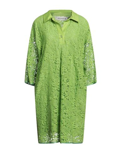 Shirtaporter Woman Mini Dress Green Size 10 Cotton, Viscose, Polyamide
