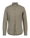 Canali Man Shirt Green Size M Cotton, Linen