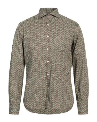 Canali Man Shirt Green Size M Cotton, Linen
