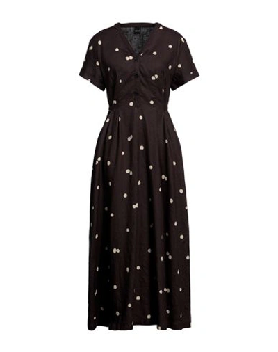 Aspesi Woman Maxi Dress Dark Brown Size 4 Linen