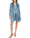 Allsaints Esta Long Sleeve Asymmetric Hem Dress In Blue