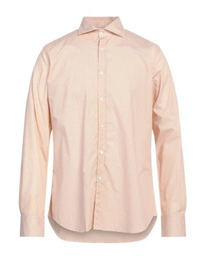 Canali Man Shirt Orange Size 3xl Cotton