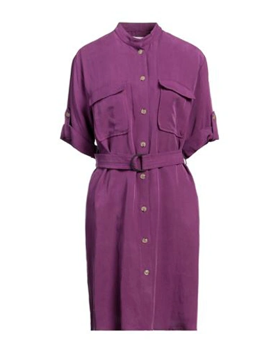 Woolrich Woman Midi Dress Purple Size M Viscose, Linen