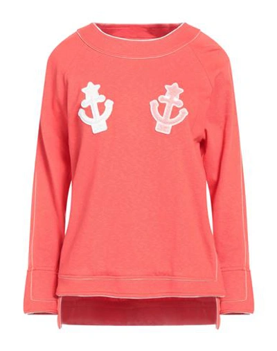 Elisabetta Franchi Woman Sweatshirt Coral Size 6 Cotton, Polyamide, Elastane In Red