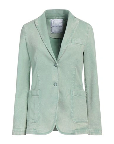 Jacob Cohёn Woman Blazer Light Green Size 8 Cotton, Elastomultiester, Elastane, Polyester