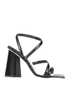 CHIARA FERRAGNI CHIARA FERRAGNI WOMAN SANDALS BLACK SIZE 8 TEXTILE FIBERS