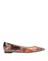 Gianvito Rossi For Etro Woman Ballet Flats Rust Size 7 Synthetic Fibers In Red