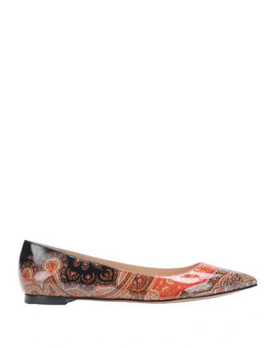 Gianvito Rossi For Etro Woman Ballet Flats Rust Size 7 Synthetic Fibers In Red