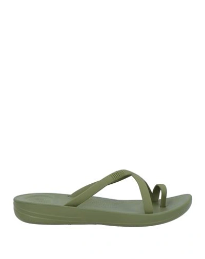 Fitflop Woman Thong Sandal Military Green Size 9 Rubber