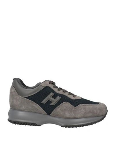 Hogan Man Sneakers Grey Size 7.5 Leather, Textile Fibers