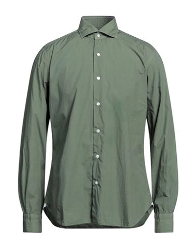 Barba Napoli Man Shirt Military Green Size 17 Cotton