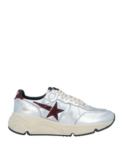 Golden Goose Star Patch Metallic Leather Sneakers In Silver