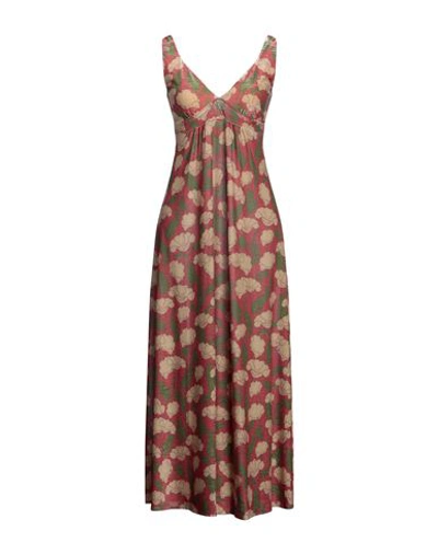 Siyu Woman Maxi Dress Brick Red Size 8 Polyester, Polyamide, Elastane