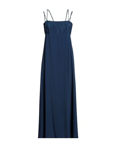 Ottod'ame Woman Maxi Dress Midnight Blue Size 6 Acetate, Silk
