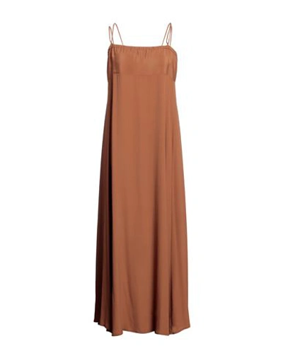 Ottod'ame Woman Maxi Dress Camel Size 8 Acetate, Silk In Beige
