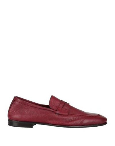 Andrea Ventura Firenze Man Loafers Burgundy Size 10 Leather In Red