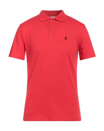 Jeckerson Man Polo Shirt Red Size M Cotton