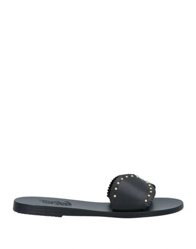Ancient Greek Sandals Woman Sandals Black Size 7 Leather