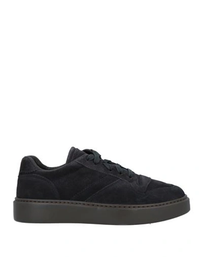Doucal's Man Sneakers Charcoal Size 8 Leather In Grey