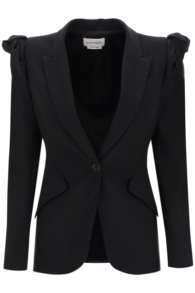 Alexander Mcqueen Jacket With Knotted Shoulders Women In Black