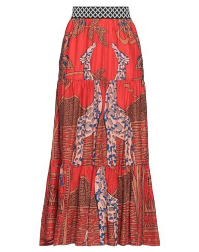 Connor & Blake Woman Maxi Skirt Tomato Red Size L Cotton