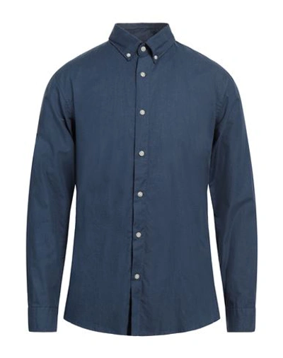 Selected Homme Man Shirt Navy Blue Size 15 ¾ Organic Cotton, Cotton